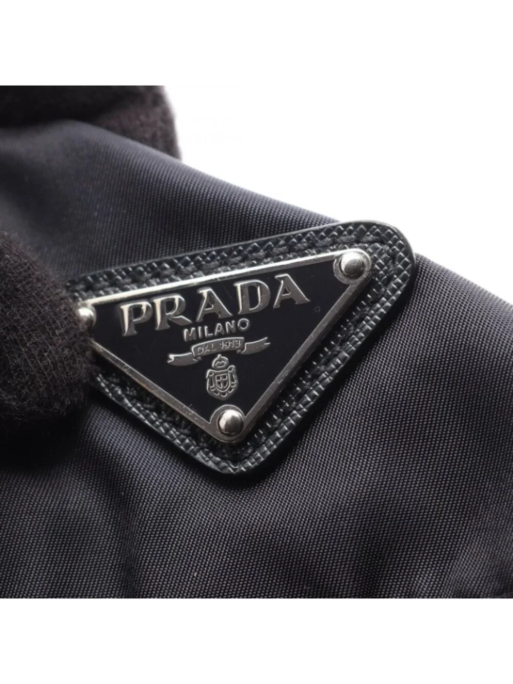 Prada Backpack Triangle Plate Drawstring Navy Nylon Leather Logo